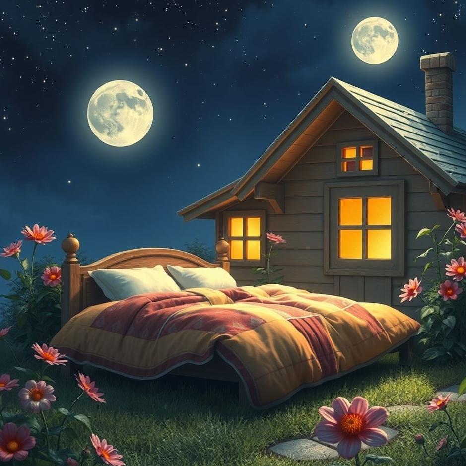 Dream : A bed in front of the house in a dream