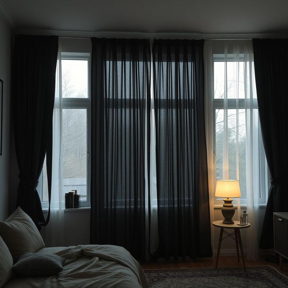 Dream : A black curtain at home in a dream