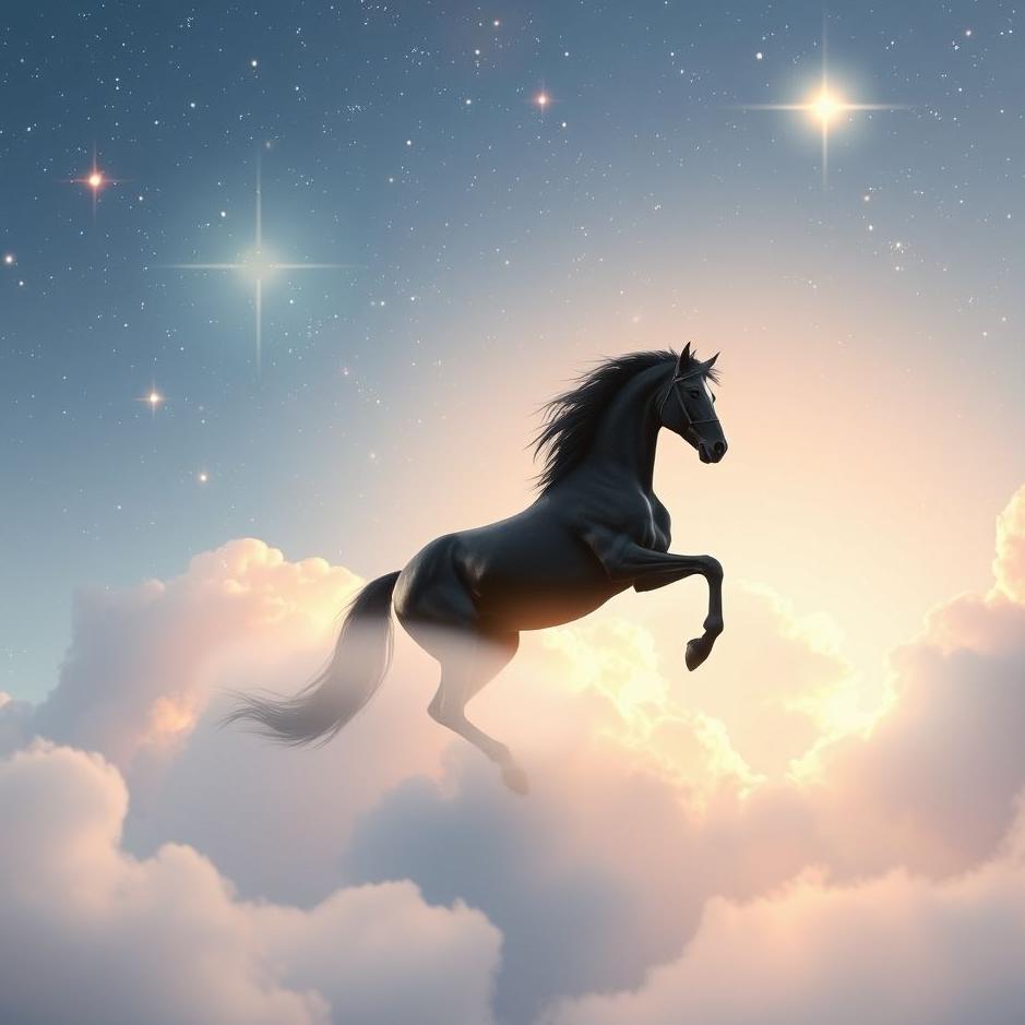 Dream : A black horse in the sky in a dream