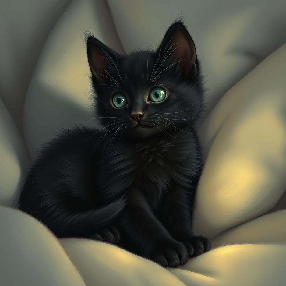 Dream : A black kitten at home in a dream