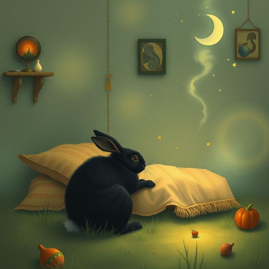 Dream : A black rabbit at home in a dream