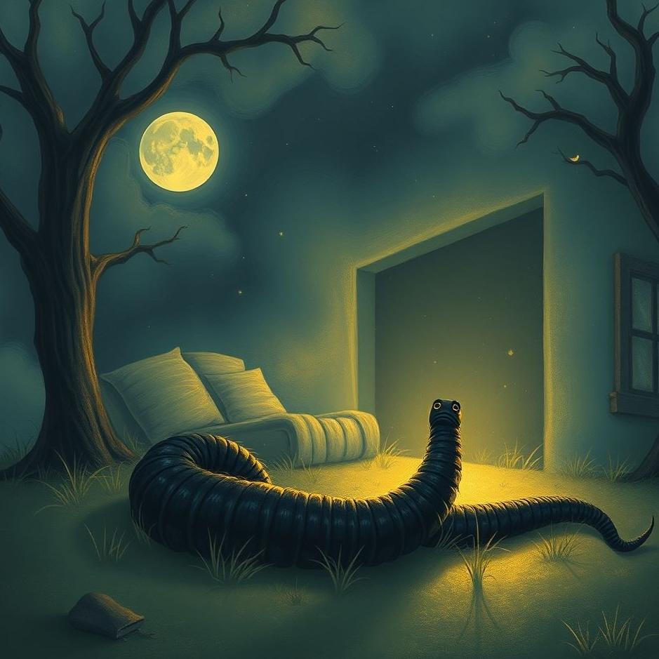 Dream : A black worm at home in a dream