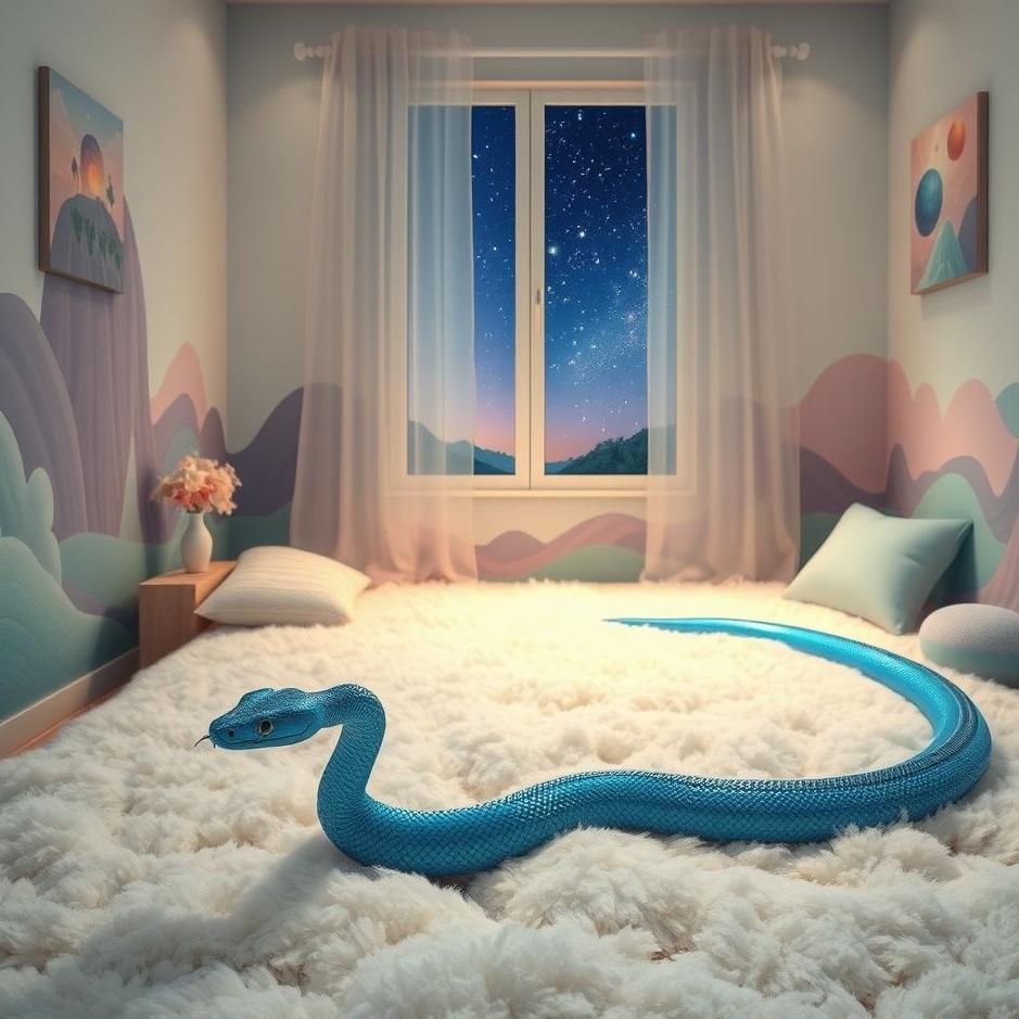 Dream : A blue snake at home in a dream