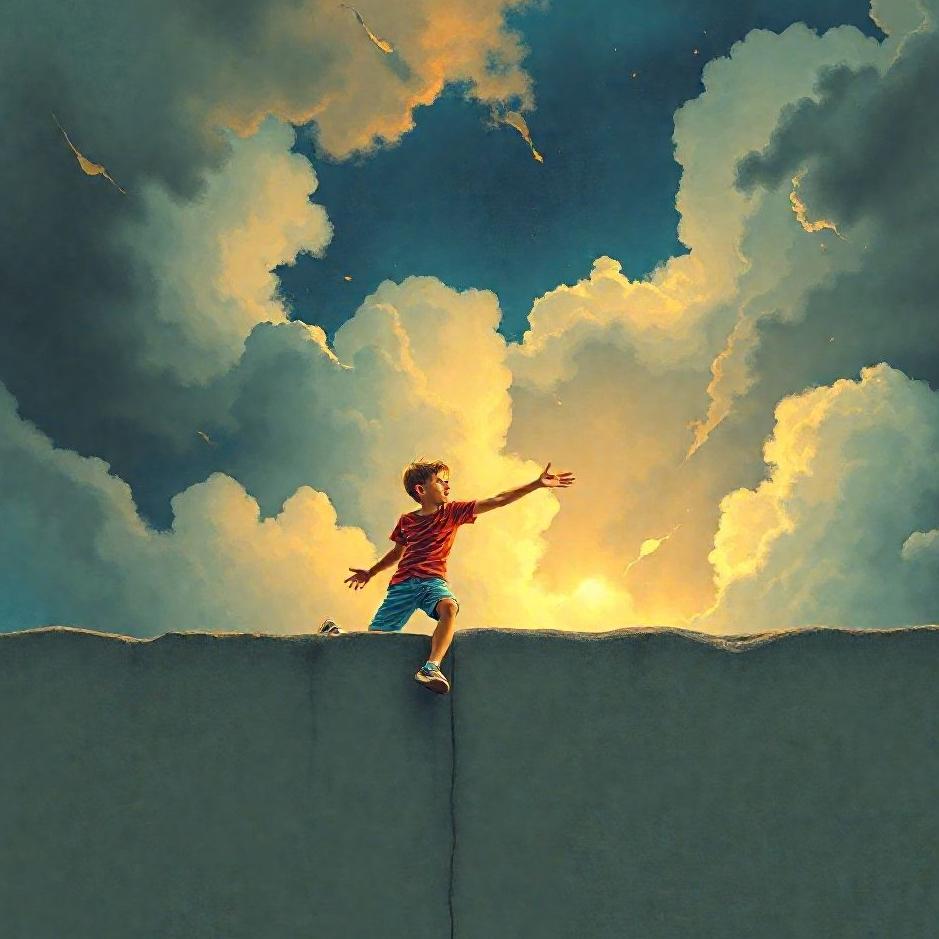 Dream : A boy climbing a wall in a dream
