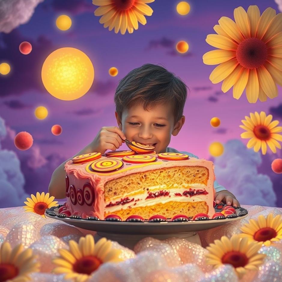 Dream : A boy eating in a dream
