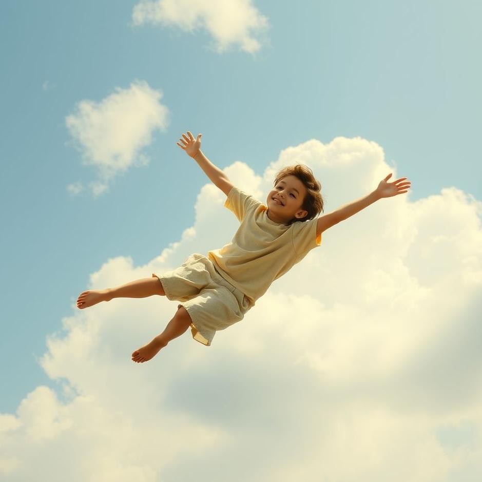 Dream : A boy flying in a dream