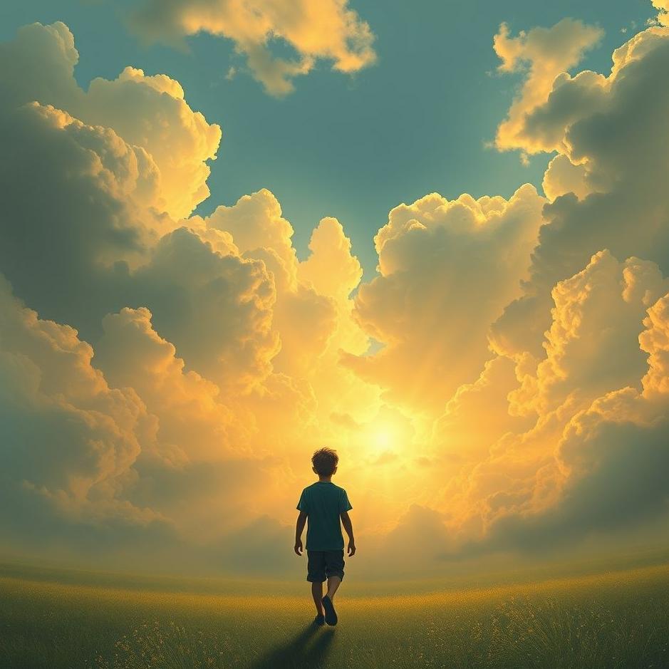 Dream : A boy walking in a dream