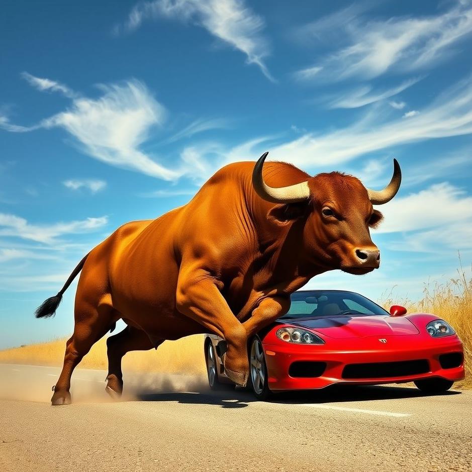 Dream : A bull attacking a car 