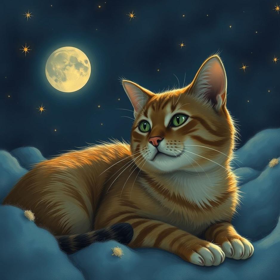 Dream : A cat at night in a dream