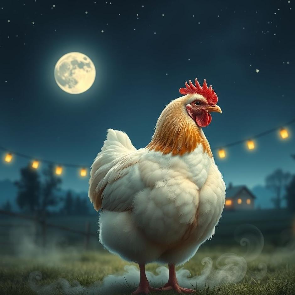 Dream : A chicken at night in a dream