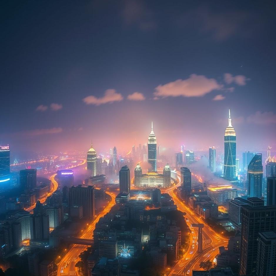 Dream : A city view at night in a dream