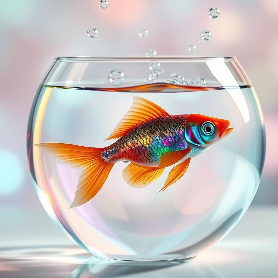 Dream : A colorful fish in a bowl in a dream