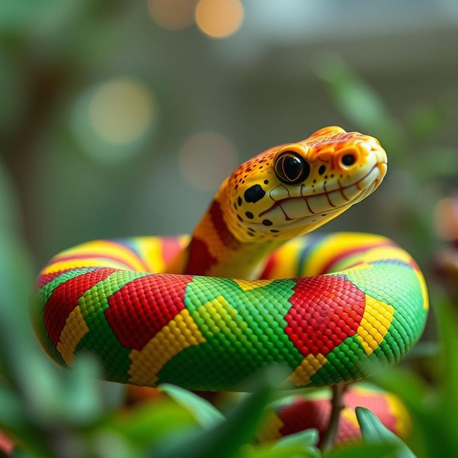 Dream : A colorful snake at home in a dream