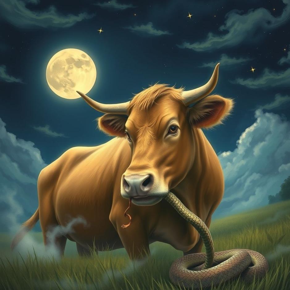 Dream : A cow eating a snake in a dream