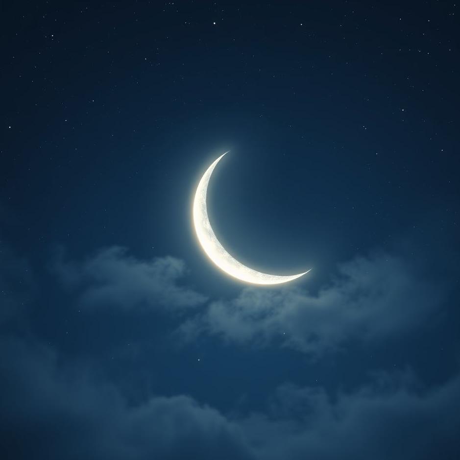 Dream : A crescent moon in the sky in a dream