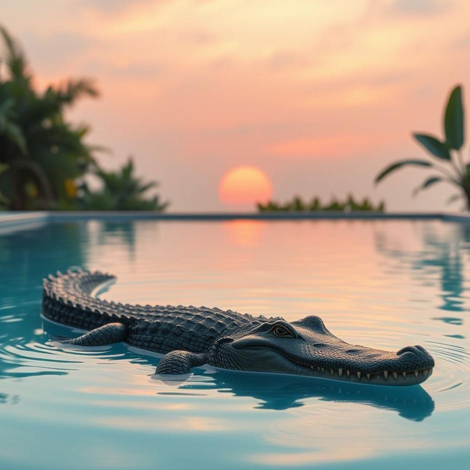 Dream : A crocodile in a pool in a dream