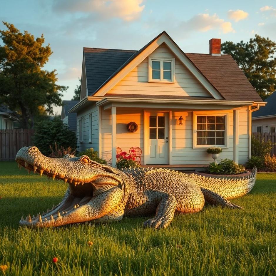 Dream : A crocodile in front of the house in a dream