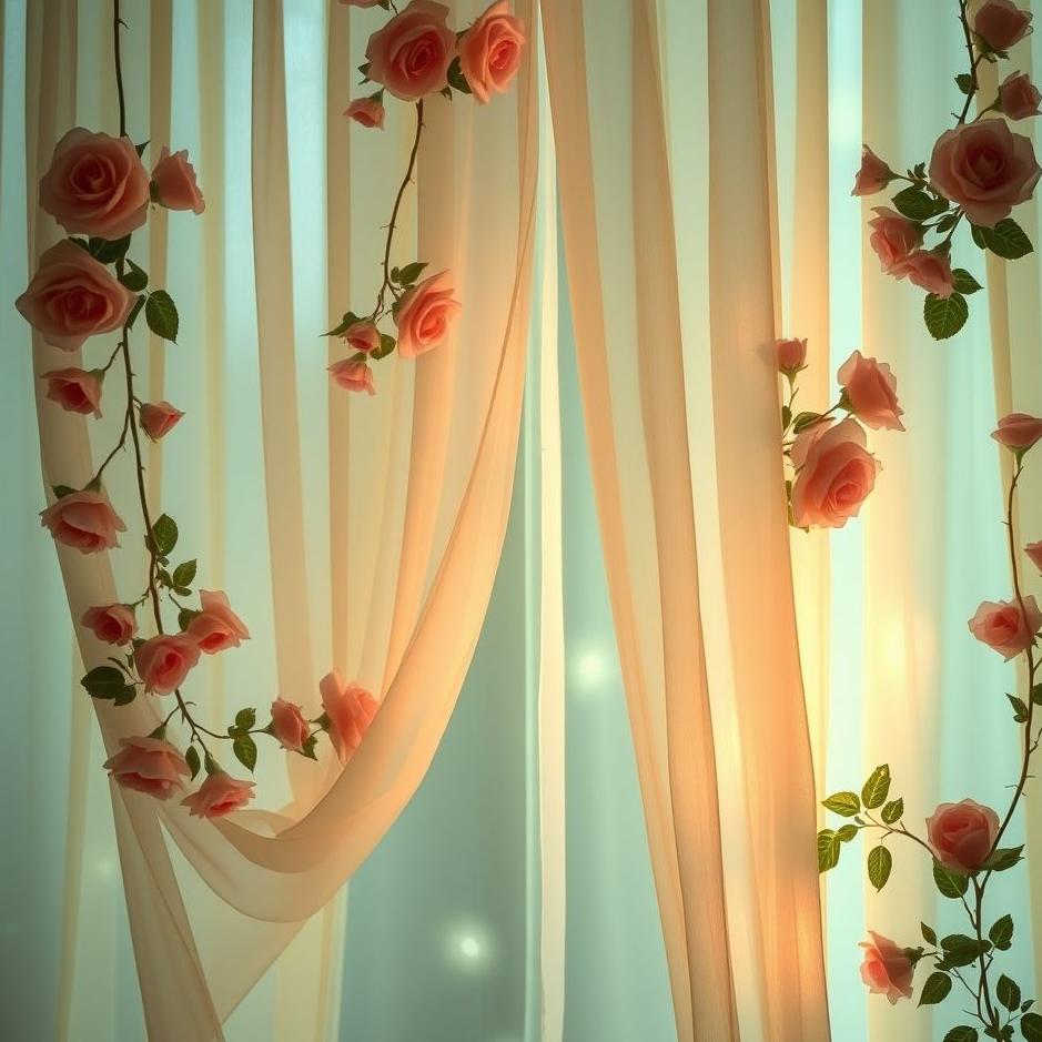 Dream : A curtain with roses in a dream