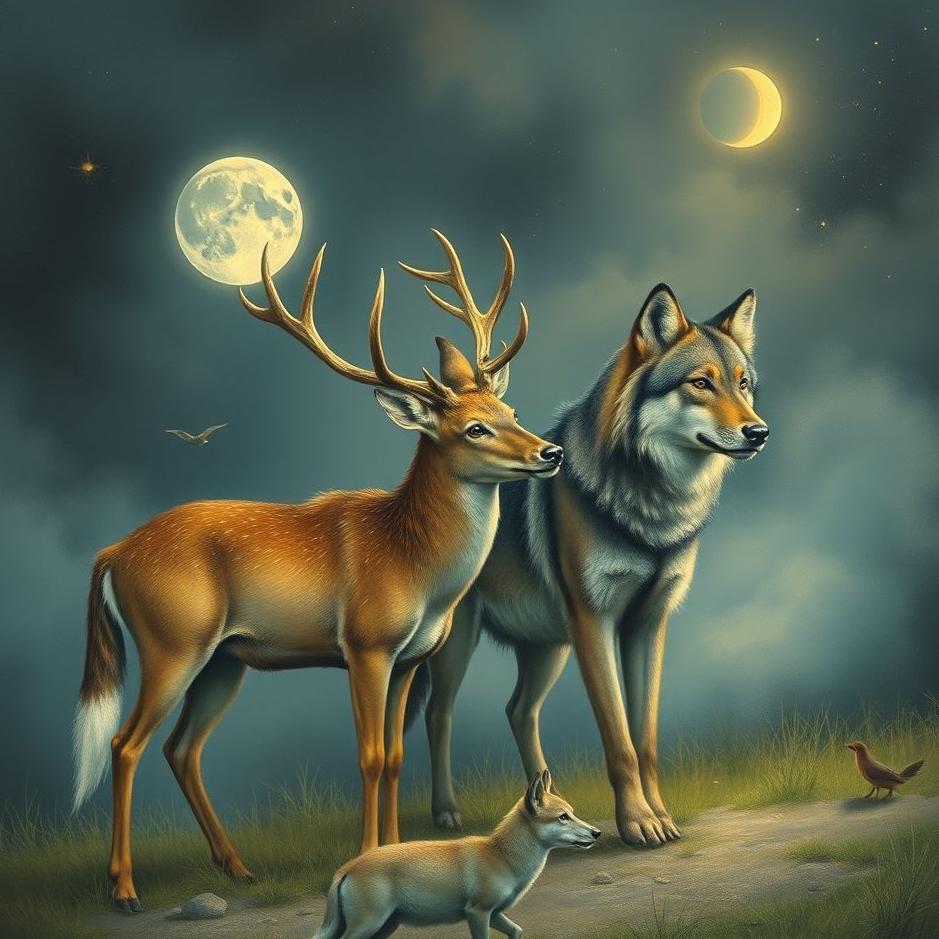Dream : A deer and a wolf in a dream