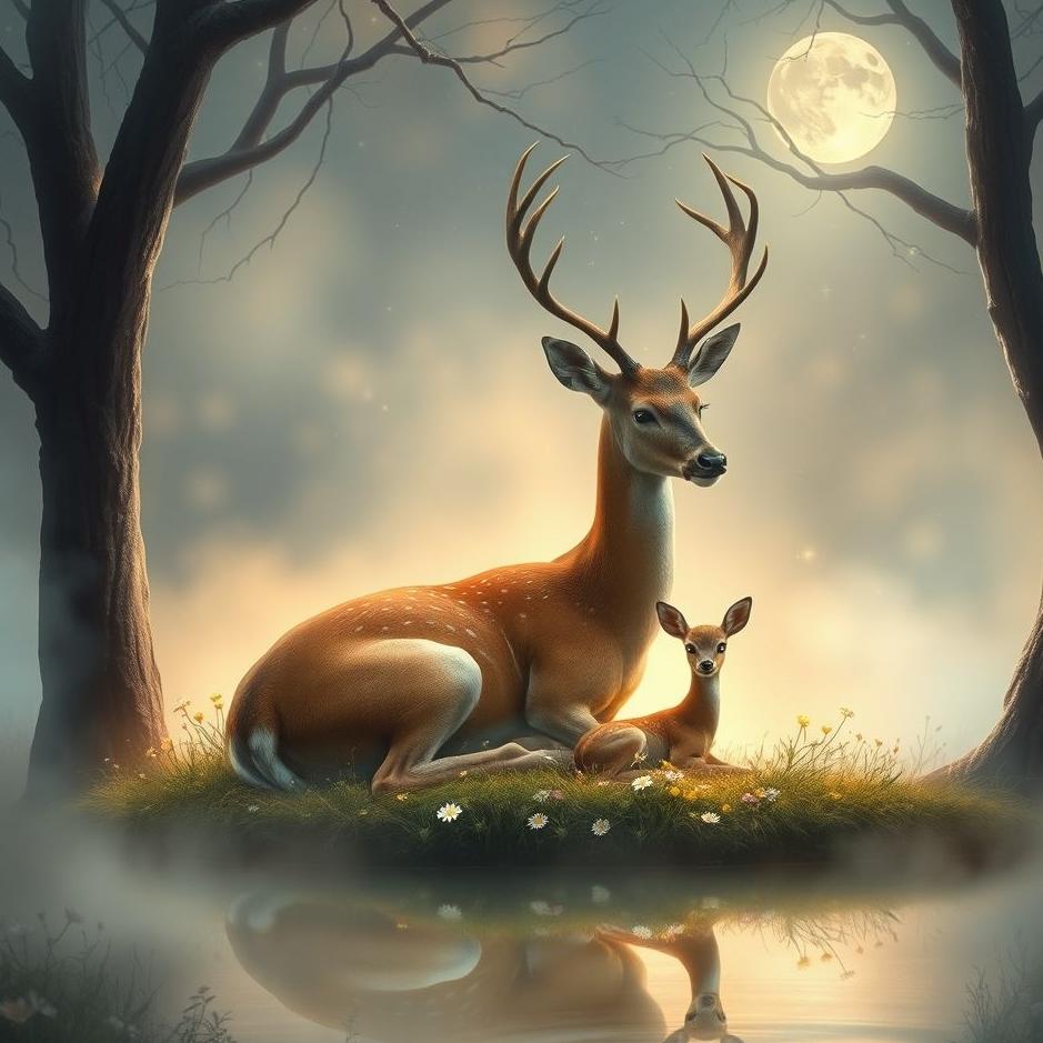 Dream : A deer and its offspring in a dream