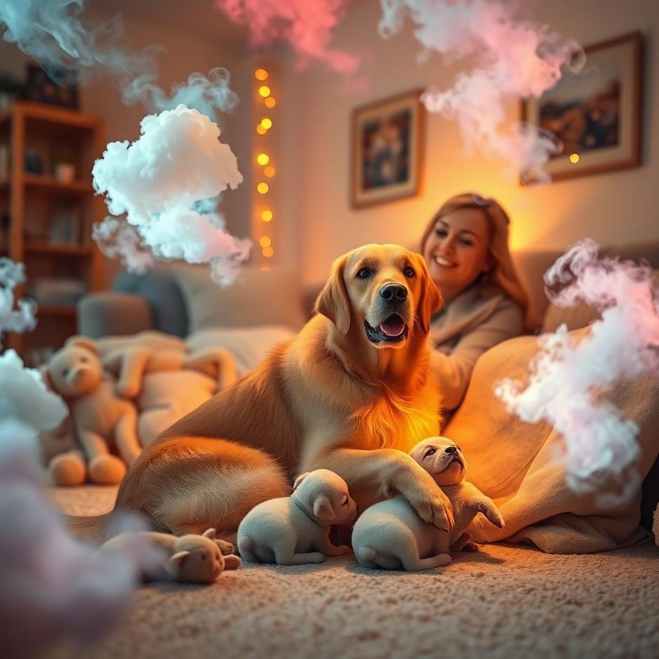 Dream : A dog giving birth at home in a dream