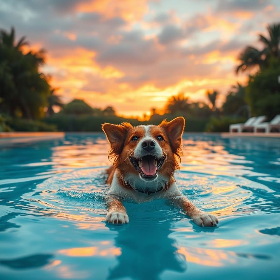 Dream : A dog in a pool in a dream