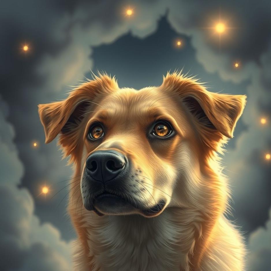 Dream : A dog with shining eyes in a dream