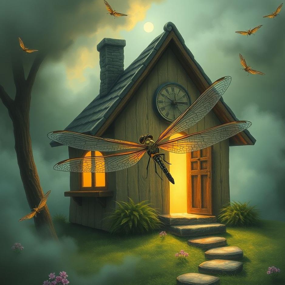 Dream : A dragonfly entering a house in a dream