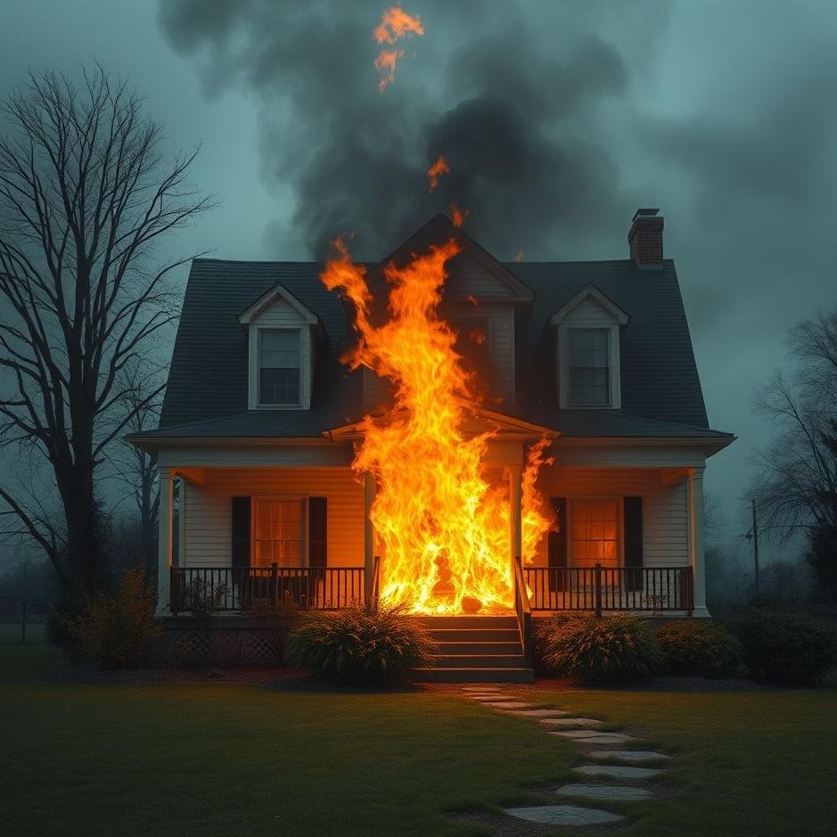 Dream : A fire in front of the house in a dream