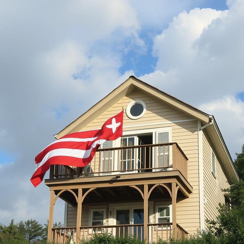 Dream : A flag on the balcony of a house in a dream