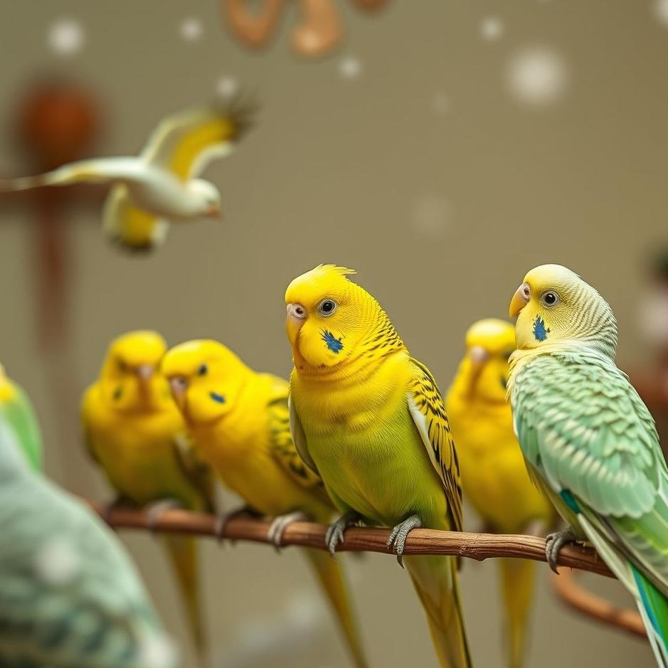 Dream : A flock of budgies at home in a dream