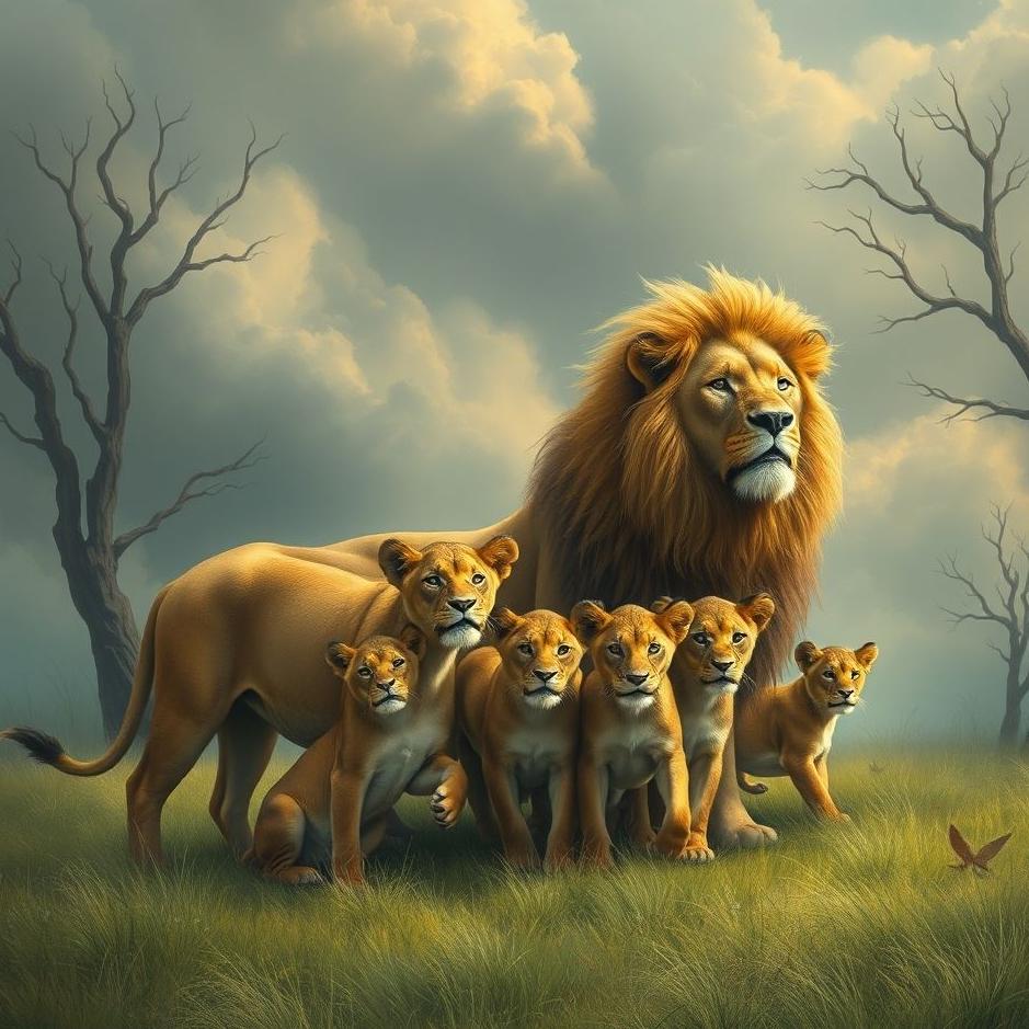 Dream : A flock of lions at home in a dream