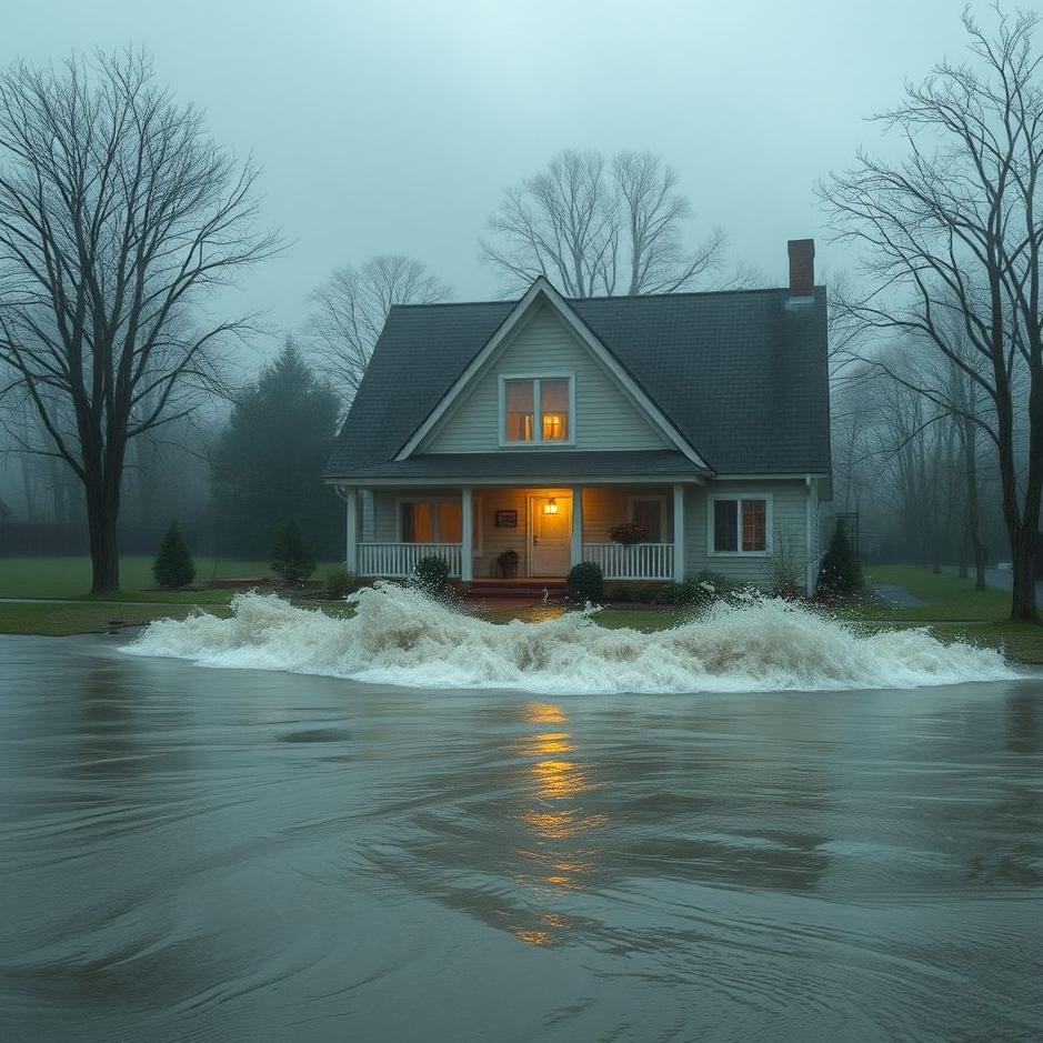 Dream : A flood passing in front of the house in a dream