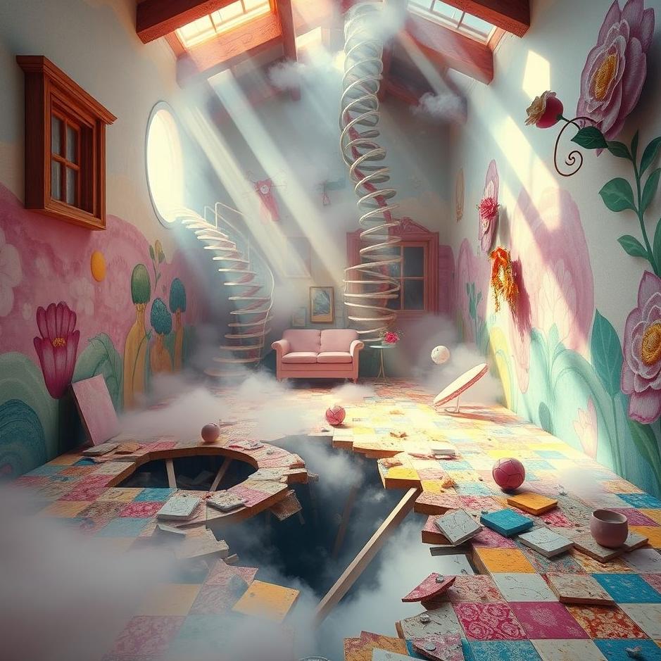 Dream : A floor of a house collapsing in a dream