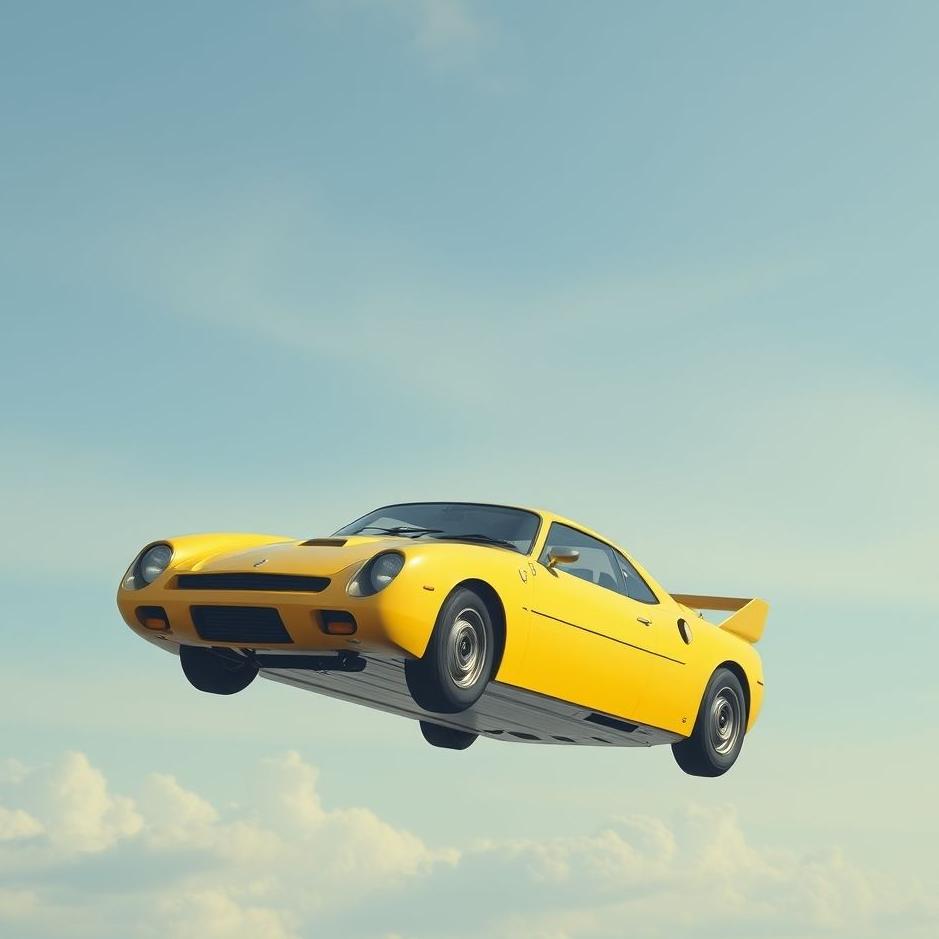 Dream : A flying car in the sky in a dream
