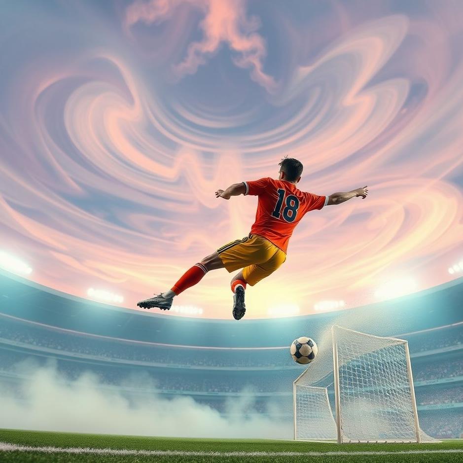 Dream : A football player score a goal in a dream