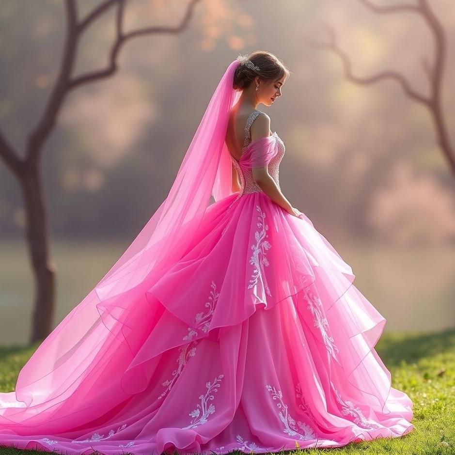 Dream : A fuchsia wedding dress in a dream