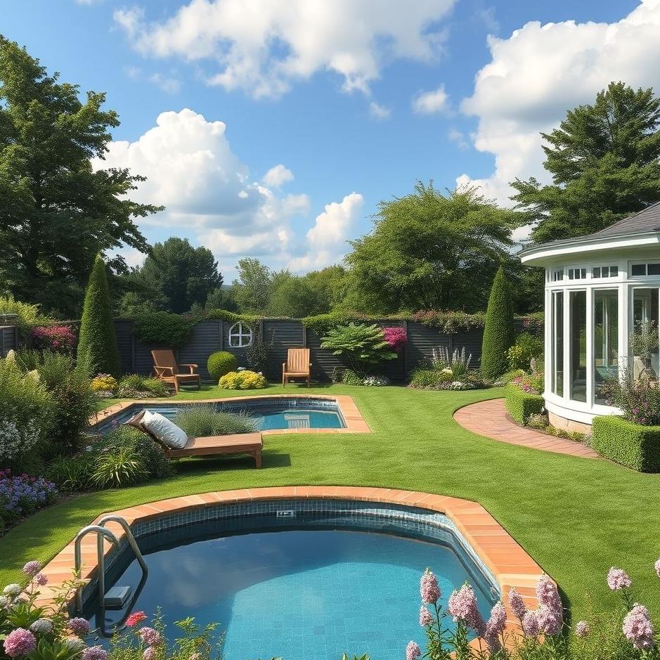 Dream : A garden with a pool in a dream