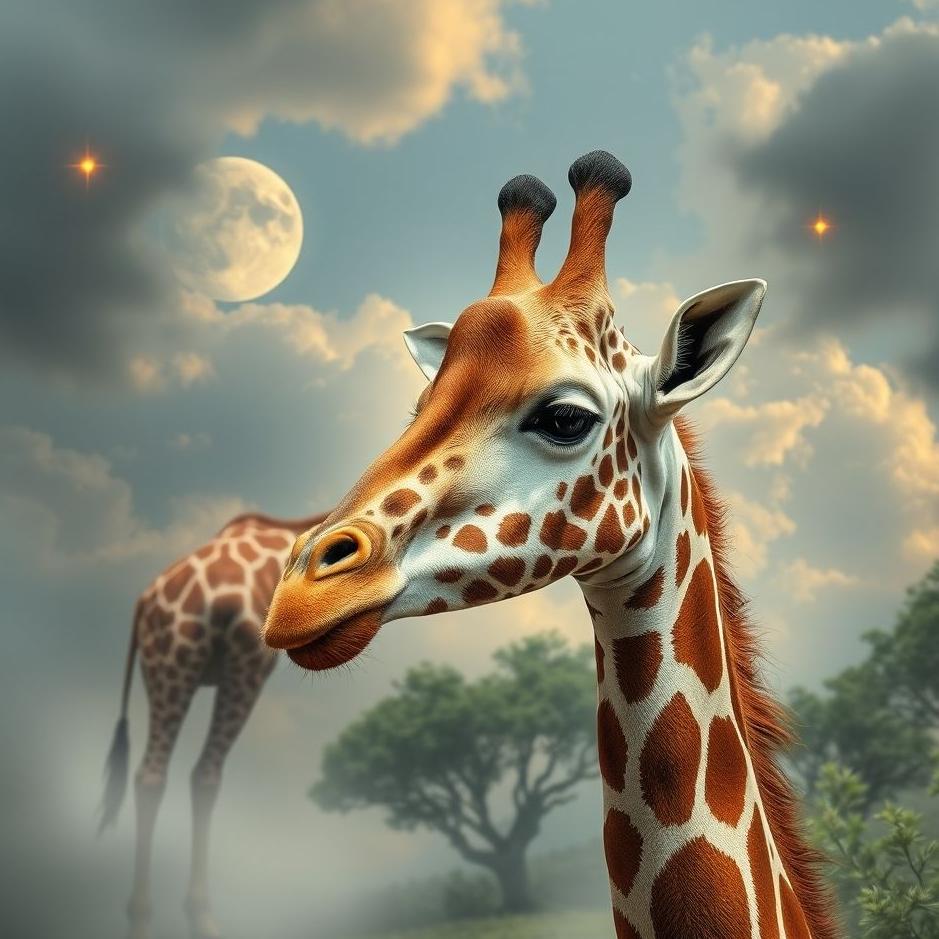 Dream : A giraffe at home in a dream