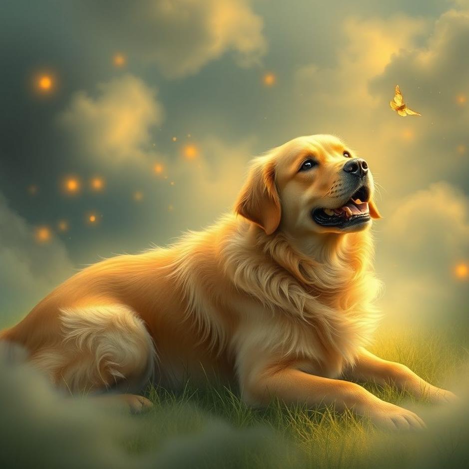 Dream : A golden dog in a dream