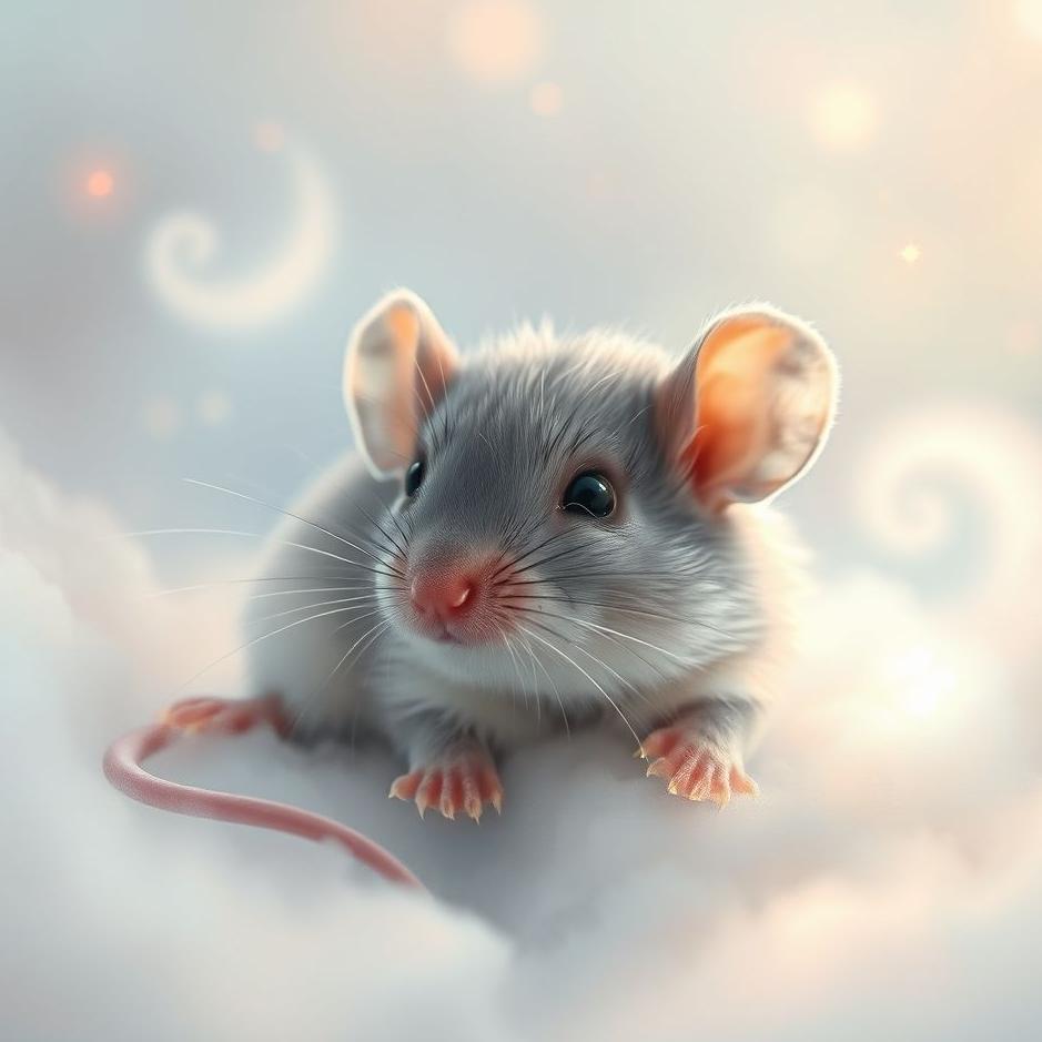 Dream : A gray and white mouse in a dream