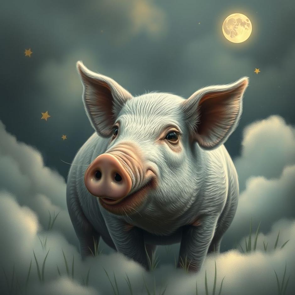 Dream : A gray pig in a dream