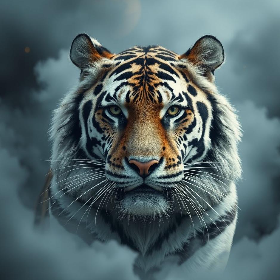 Dream : A gray tiger in a dream