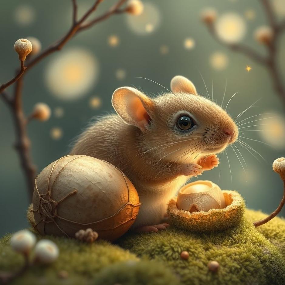Dream : A hazelnut mouse at home in a dream