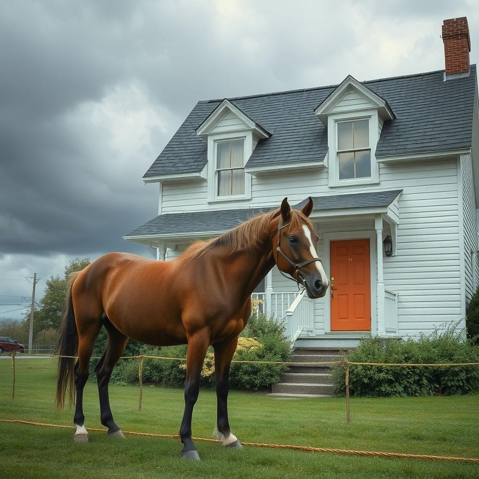 Dream : A horse tied in front of the house in a dream