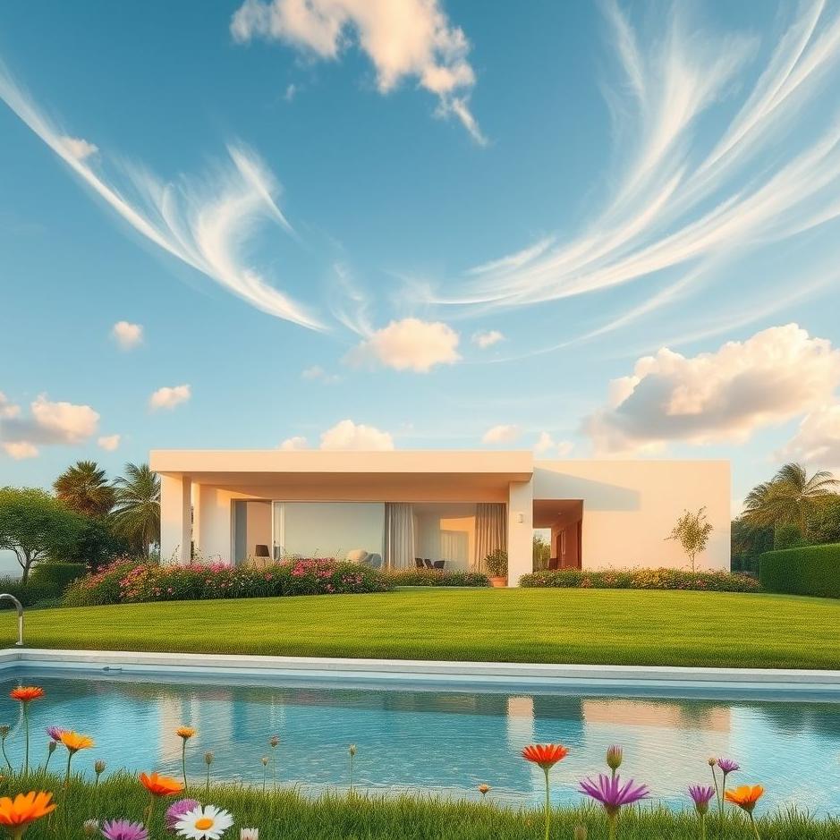 Dream : A house and a pool in a dream