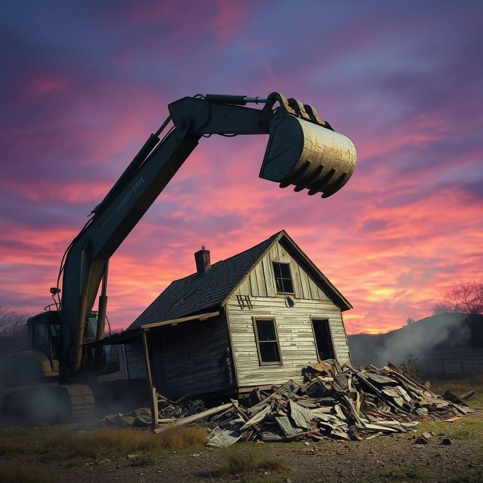 Dream : A house being demolished with a digger in a dream