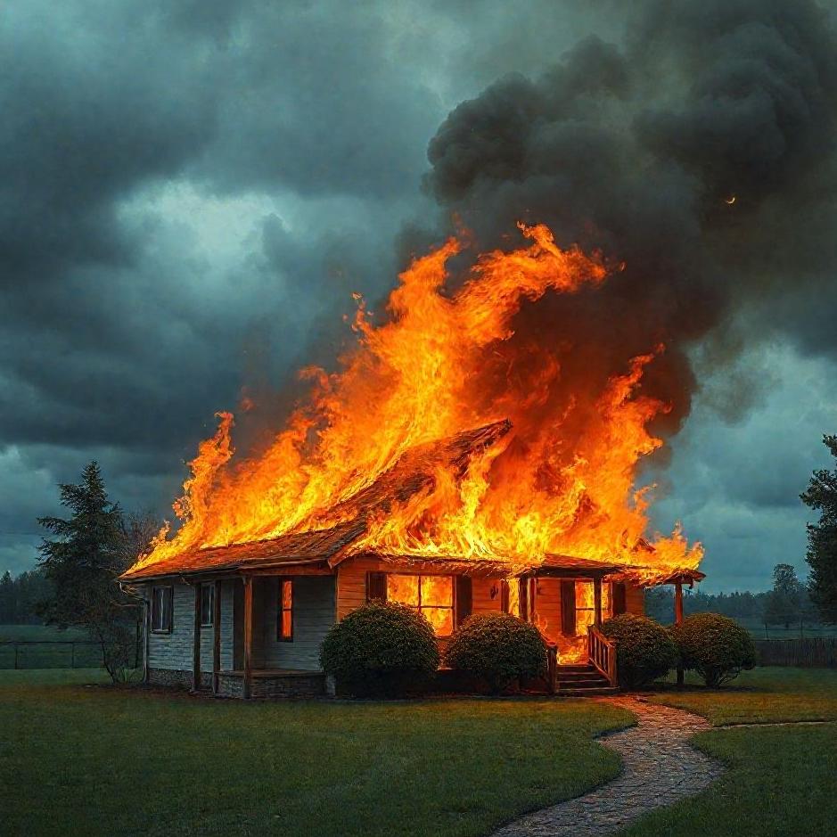 Dream : A house burn down in a dream