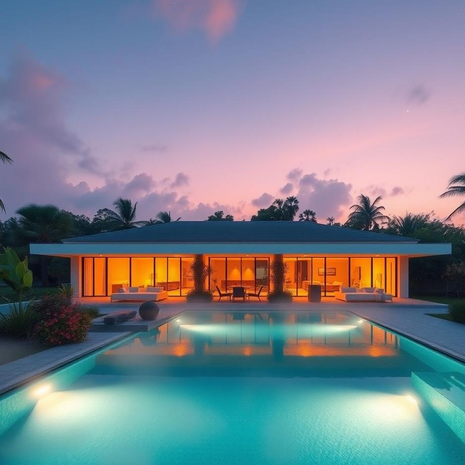 Dream : A house with a large pool in a dream