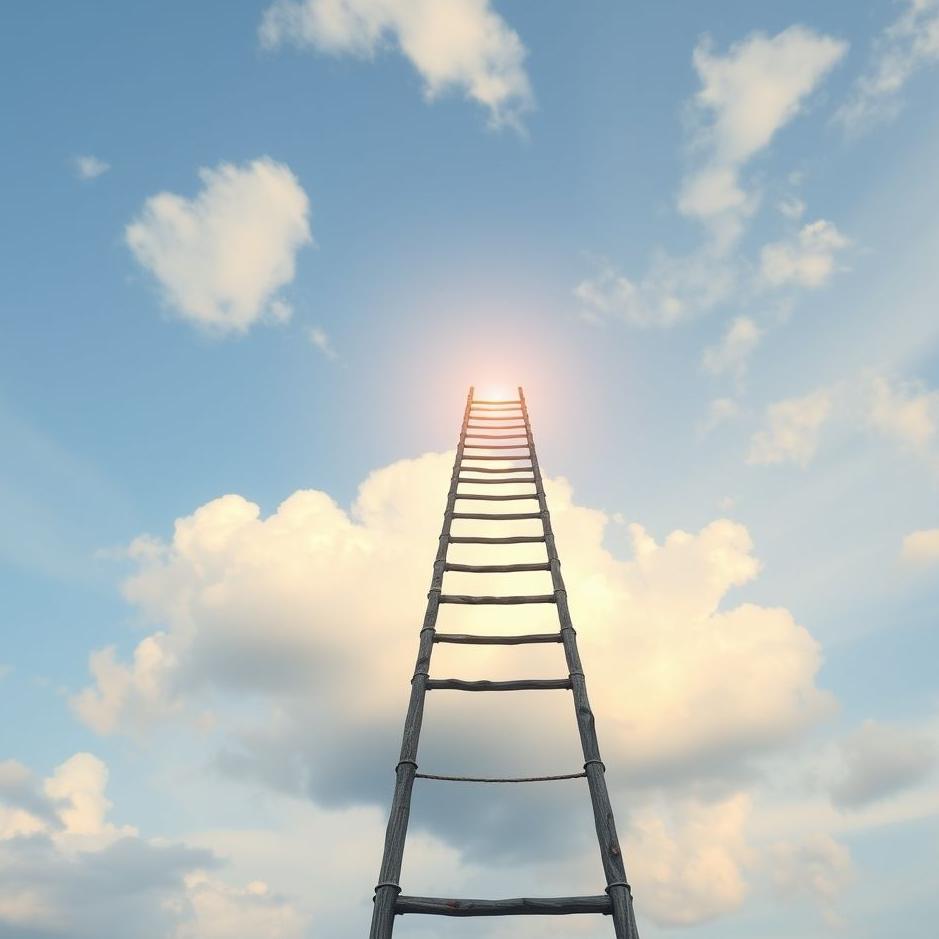 Dream : A ladder extending to the sky in a dream